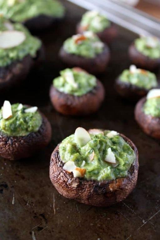 Avocado and Spinach Stuffed Mushrooms