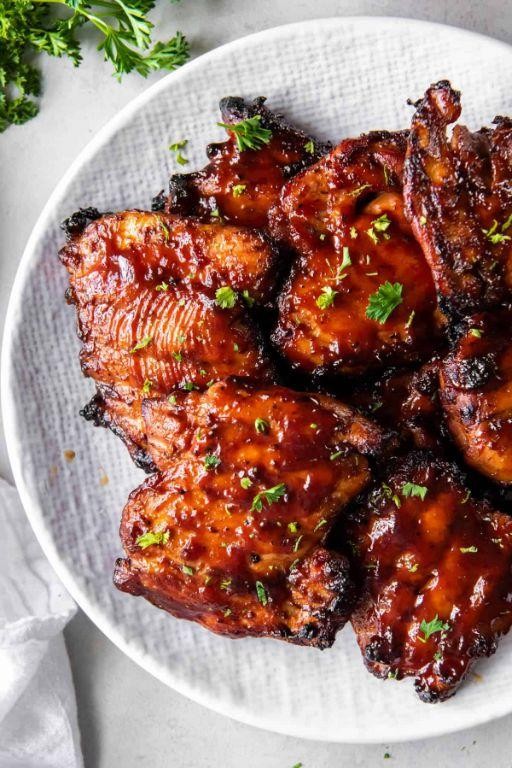 BBQ Boneless Chicken Thighs with Coleslaw