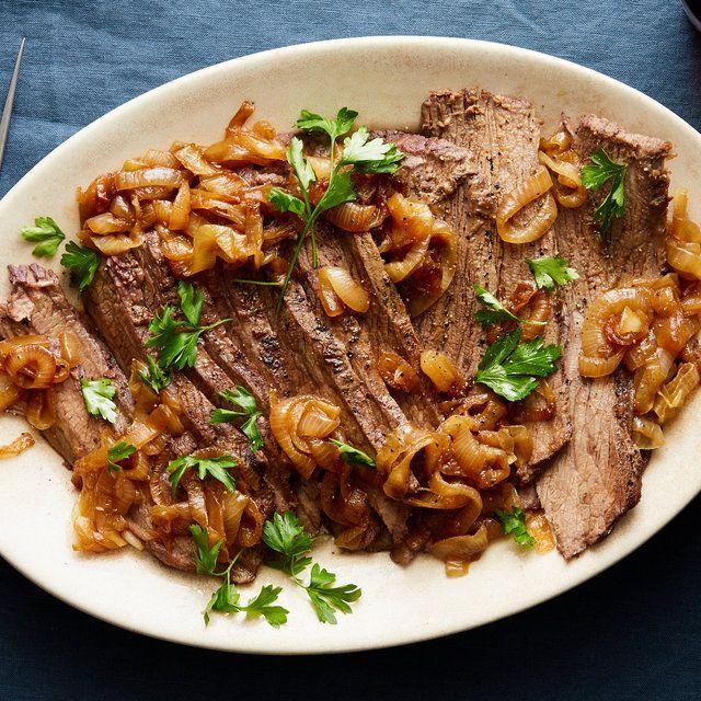 BBQ Brisket and Grits with Caramelized Onions