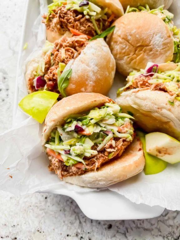 BBQ Chicken Sliders with Coleslaw