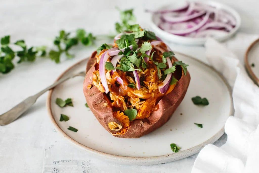 BBQ Chicken Stuffed Sweet Potato