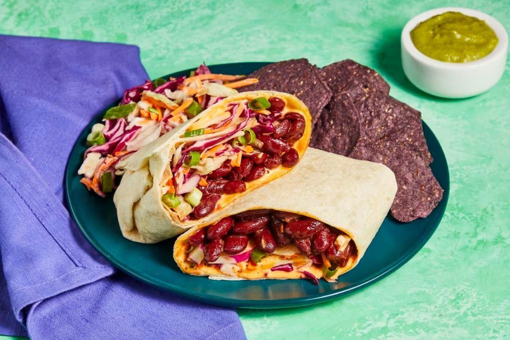 BBQ Pinto Bean Burrito with Coleslaw