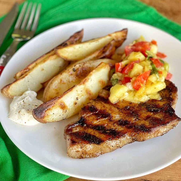 BBQ Pork Loin Steak with Pineapple Salsa