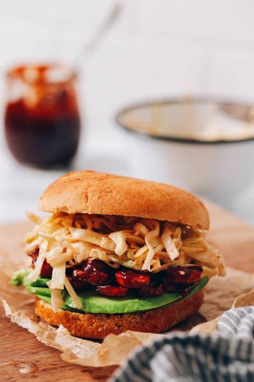 BBQ Tempeh and Coleslaw Panini