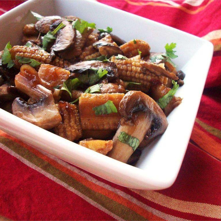 Baby corn and mushroom stir-fry