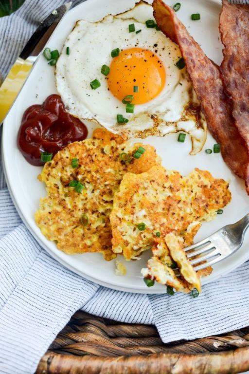 Bacon and Cheddar Cauliflower Hash Browns
