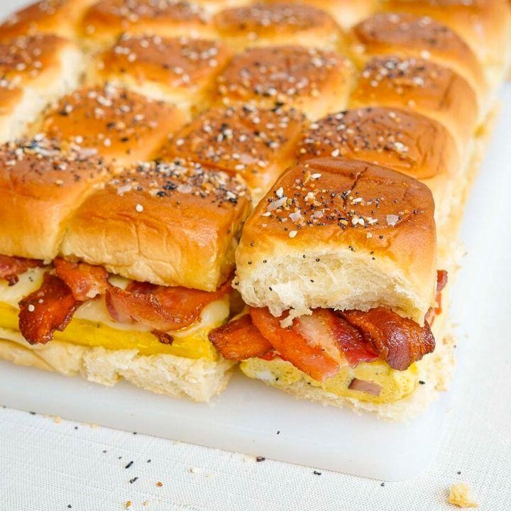Bacon and Egg Breakfast Burger Sliders
