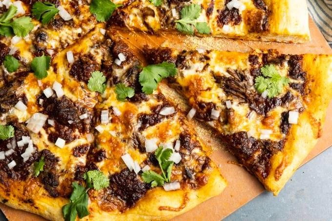 Bacon-Wrapped Taco Pizza with Smoky Chipotle Sauce