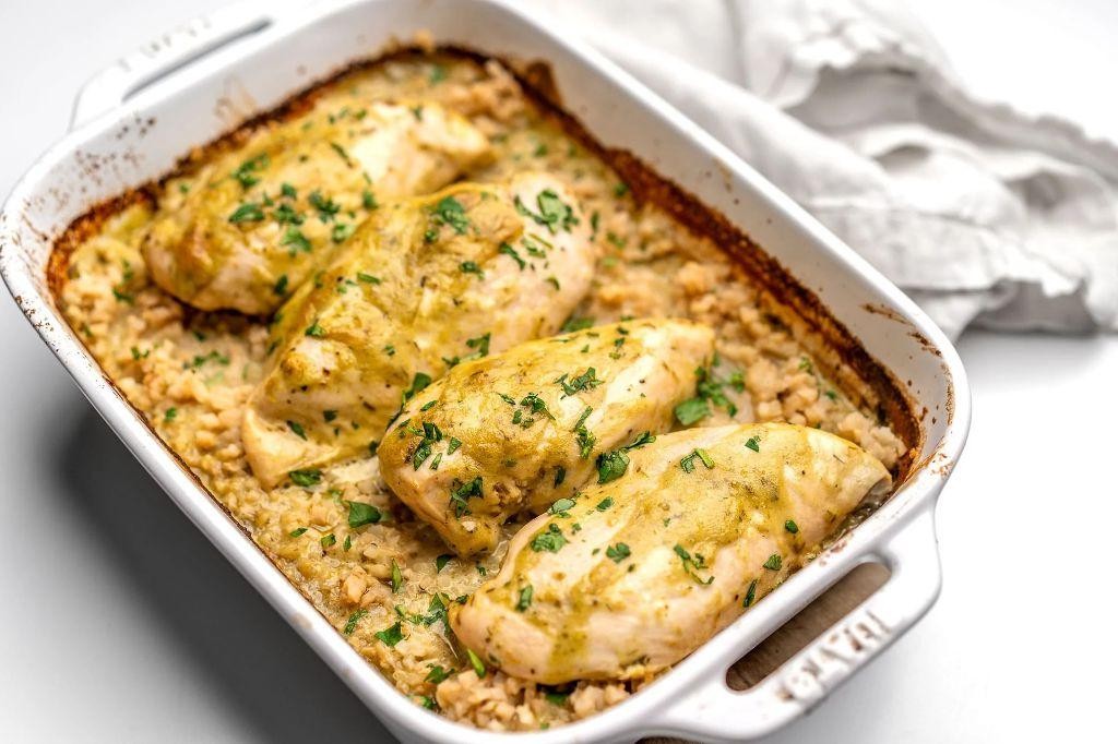 Baked Chicken Tenderloins with Avocado Lime Dressing