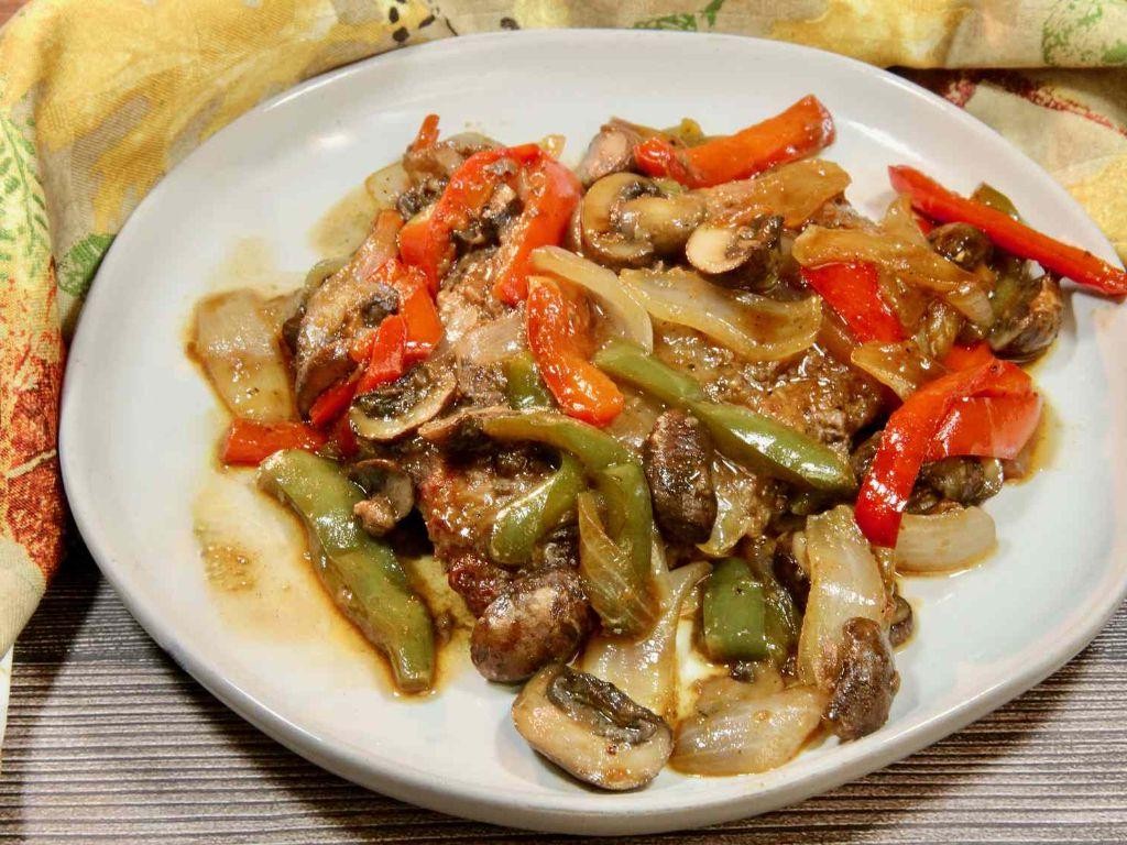 Baked Cube Steak with Peppers and Onions