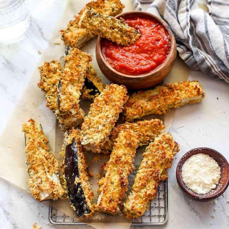 Baked Eggplant Fries with Parmesan