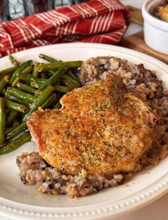 Baked Pork Chops and Wild Rice Pilaf