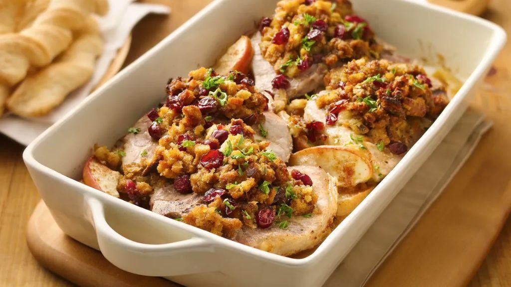Baked Pork Chops with Apple Stuffing