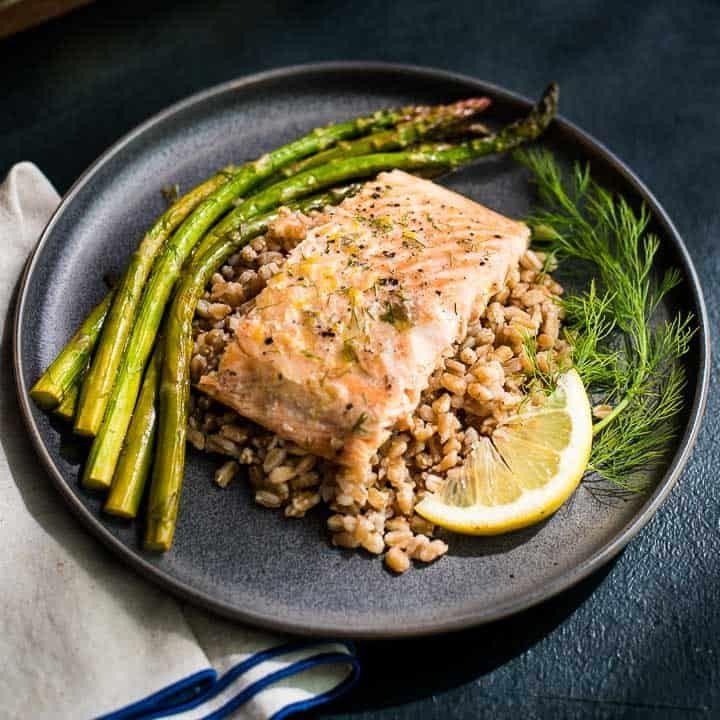 Baked Salmon with Lemon-Dill Quinoa and Asparagus