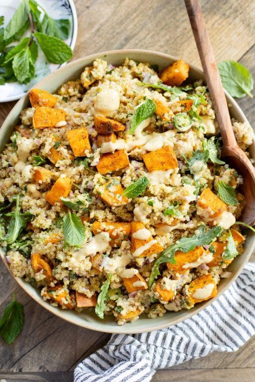Baked Sweet Potato with Herbed Quinoa