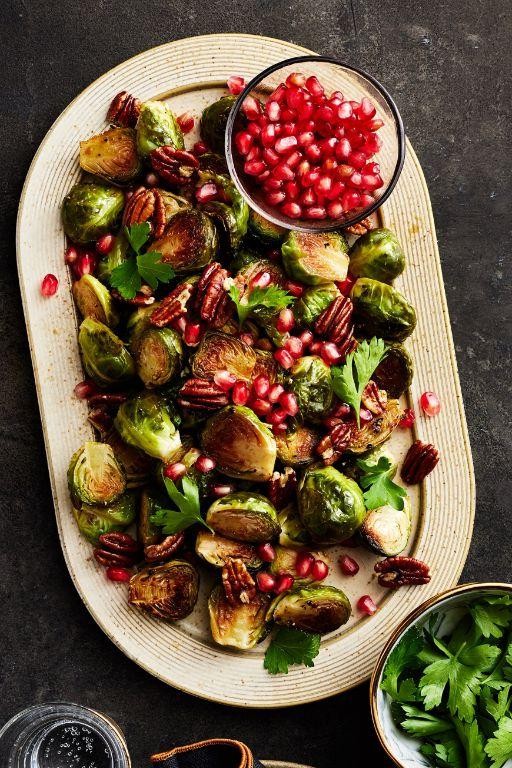 Balsamic Glazed Spaghetti Squash with Roasted Brussels Sprouts