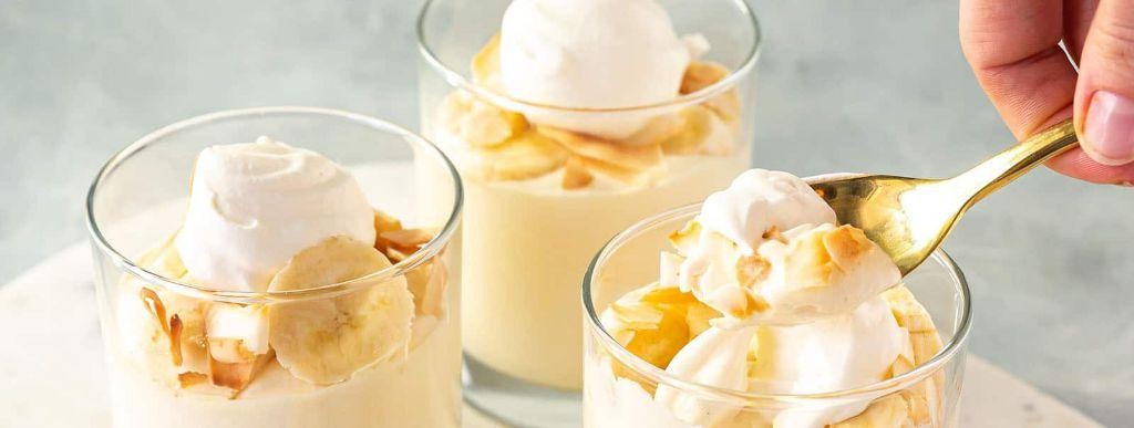 Banana Mousse with Whipped Cream