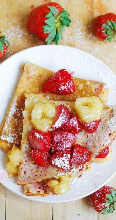 Banana and Peanut Butter Stuffed Crepes