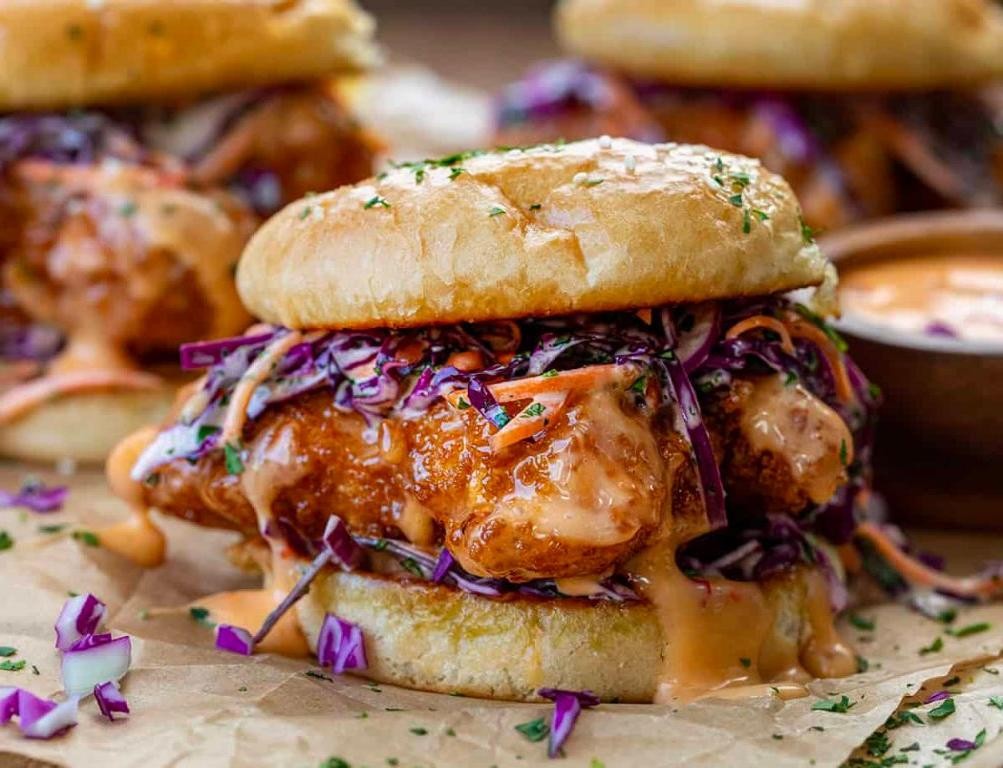 Bang Bang Chicken Burger with Coleslaw