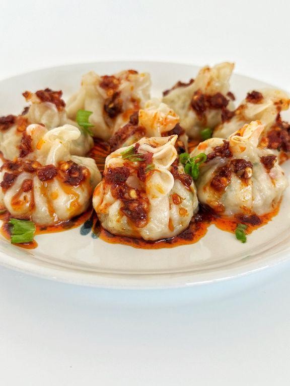 Bang Bang Chicken Dumplings with Chili Oil