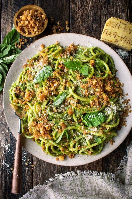 Basil Pesto Pasta with Pine Nuts