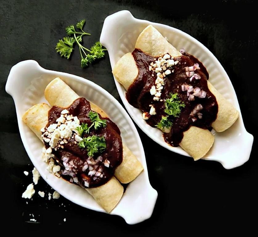 Beef Enchiladas with Mole Sauce