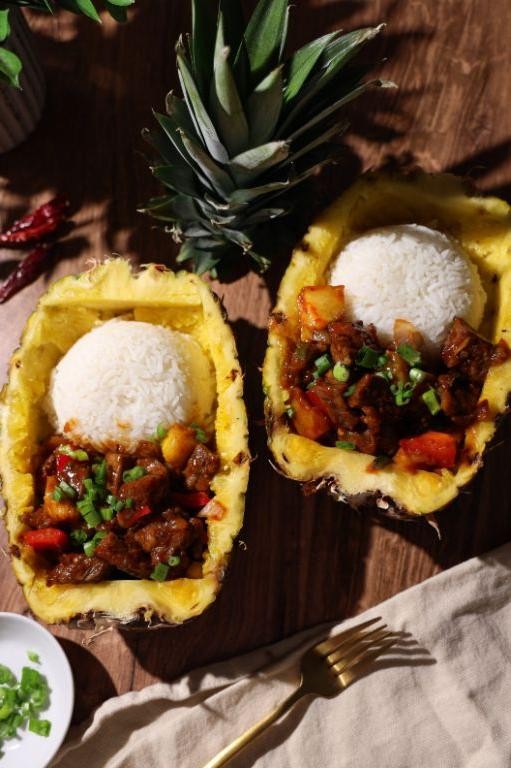 Beef Fine Cubes Teriyaki Bowl with Pineapple