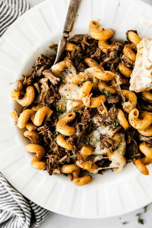 Beef Fine Cubes and Caramelized Onion Pasta