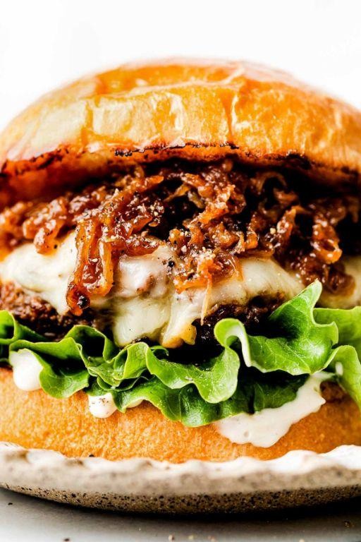 Beef Heart Burgers with Caramelized Onions