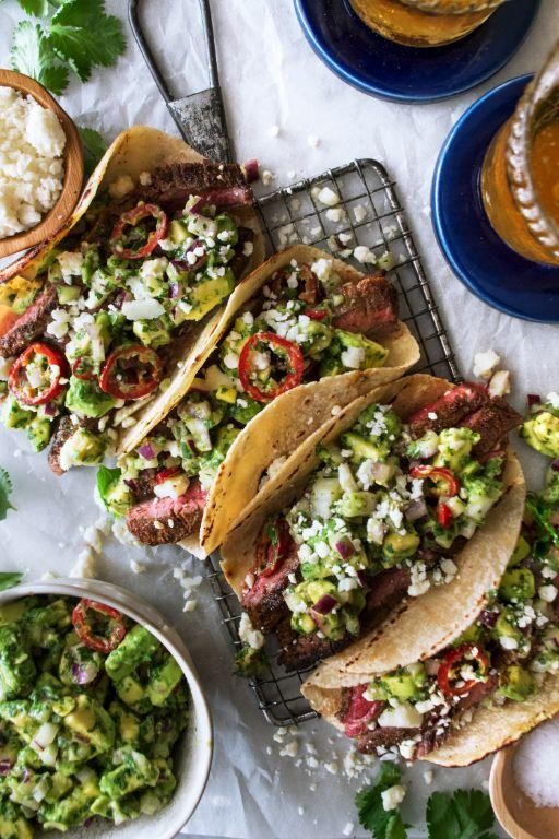 Beef Heart Tacos with Spicy Avocado Salsa