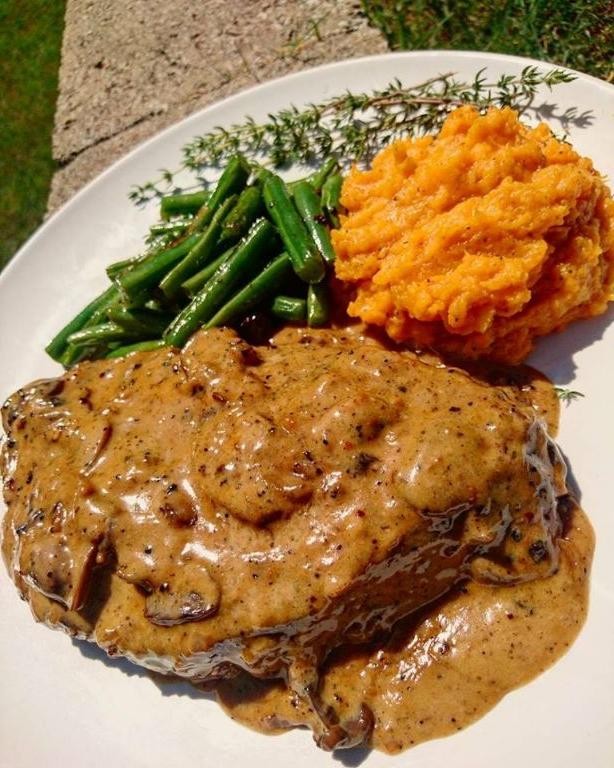 Beef Tenderloin with Mushroom Reduction and Mashed Sweet Potatoes