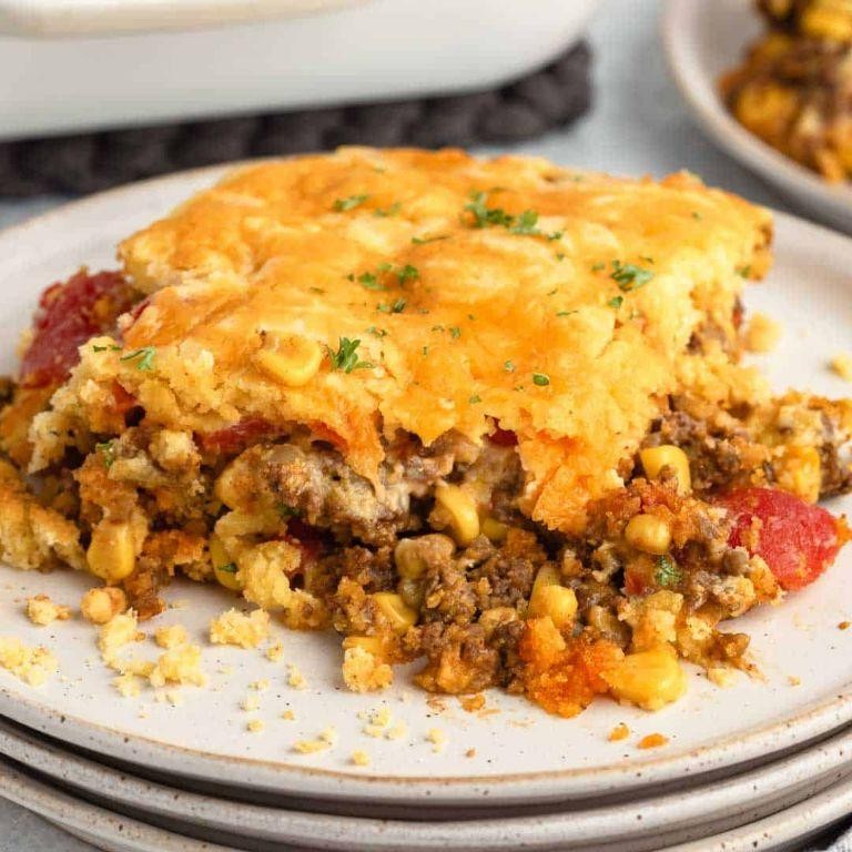 Beef and Cornbread Casserole