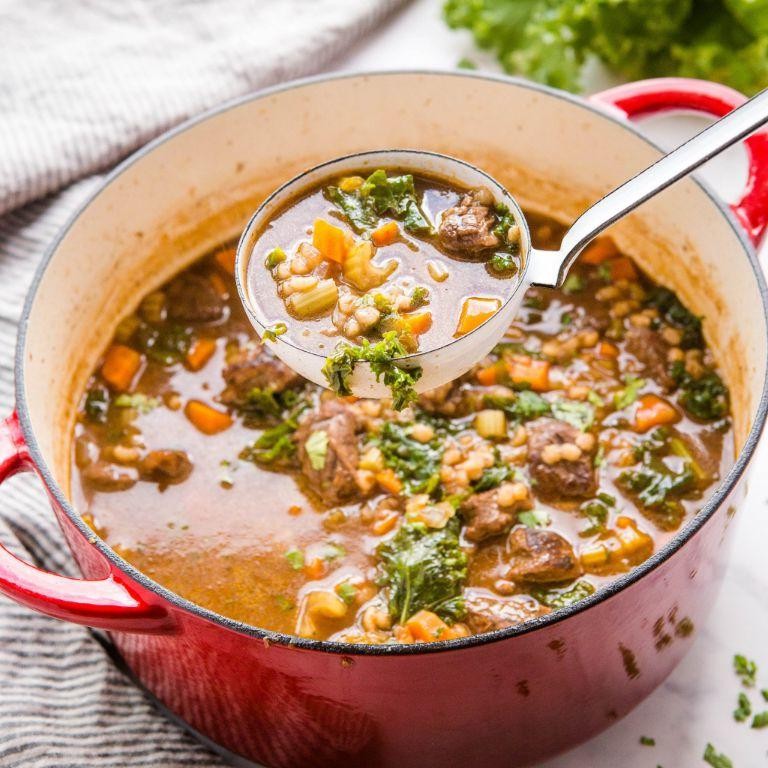 Beef and Kale Soup with Barley