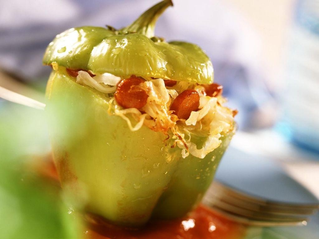 Beef and Sauerkraut Stuffed Peppers