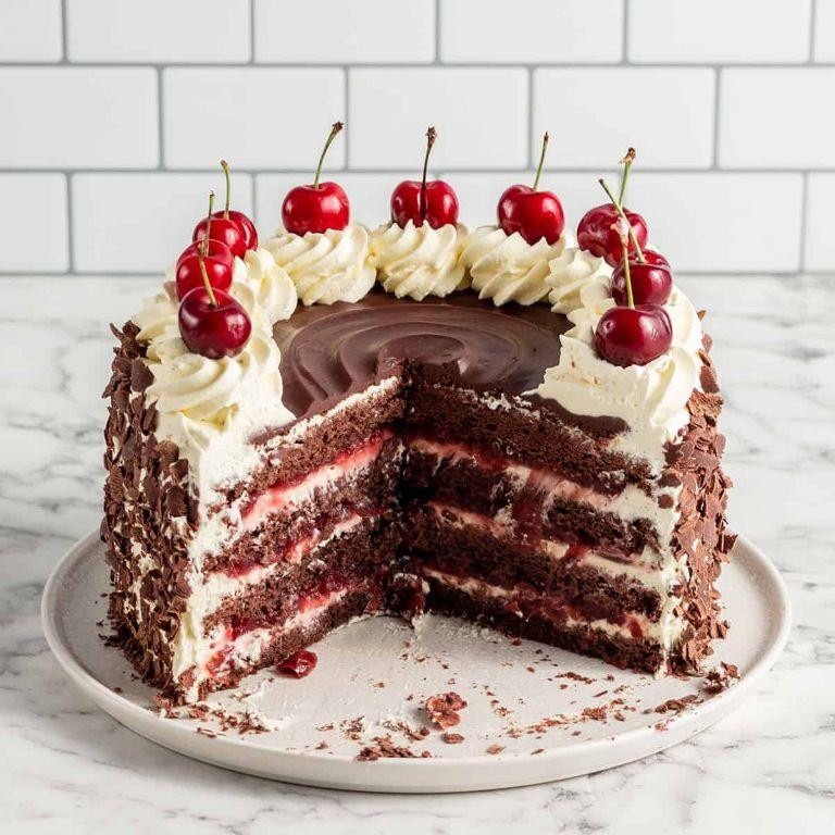 Black Forest Birthday Cake with Cherries