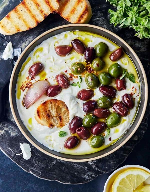 Black Olive and Feta Cottage Cheese Dip