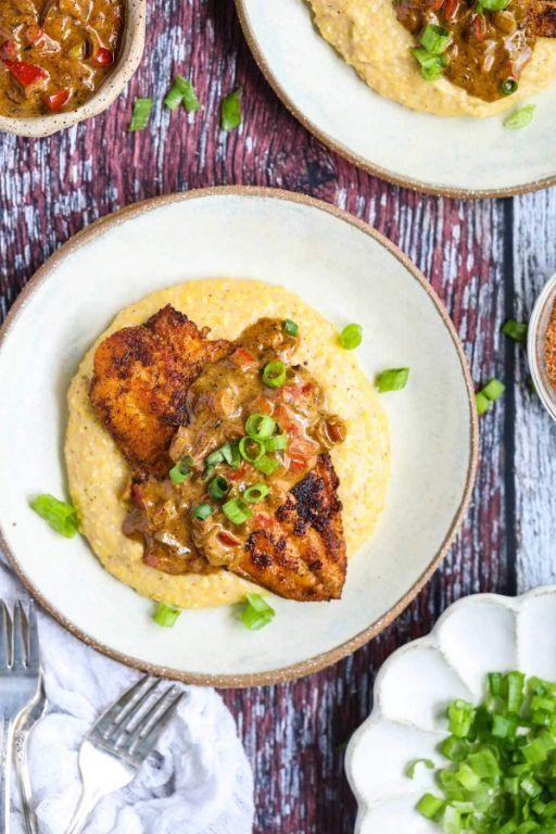 Blackened Catfish over Creamy Grits