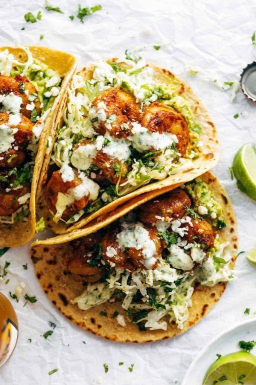 Blackened Shrimp Tacos with Cilantro Lime Dressing