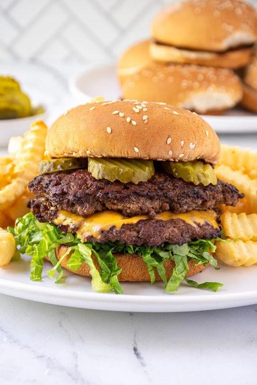 Blackstone BBQ Bourbon Burger with Crispy Onions