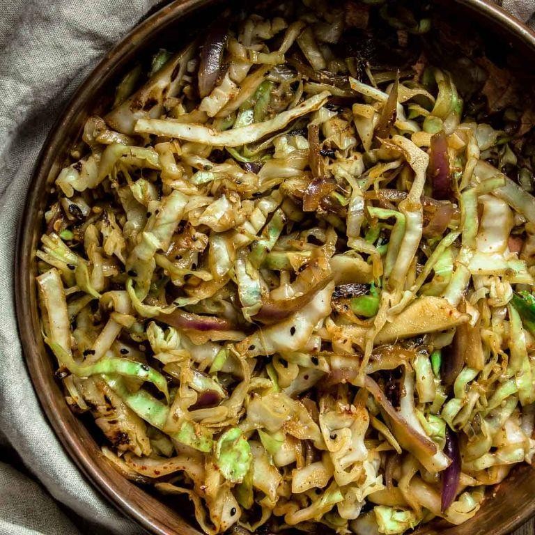 Boiled cabbage with ginger and soy glaze