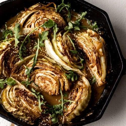 Boiled cabbage with miso and sesame oil