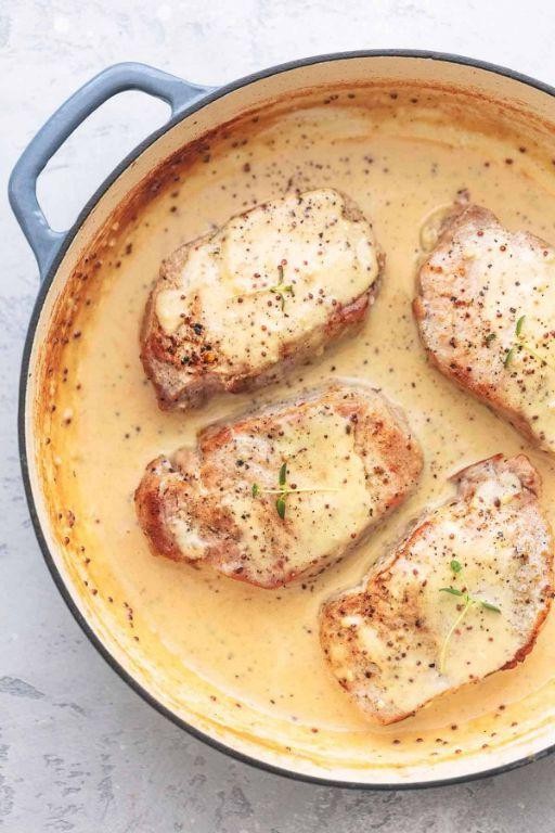 Bone-In Pork Chops with Creamy Dijon Sauce