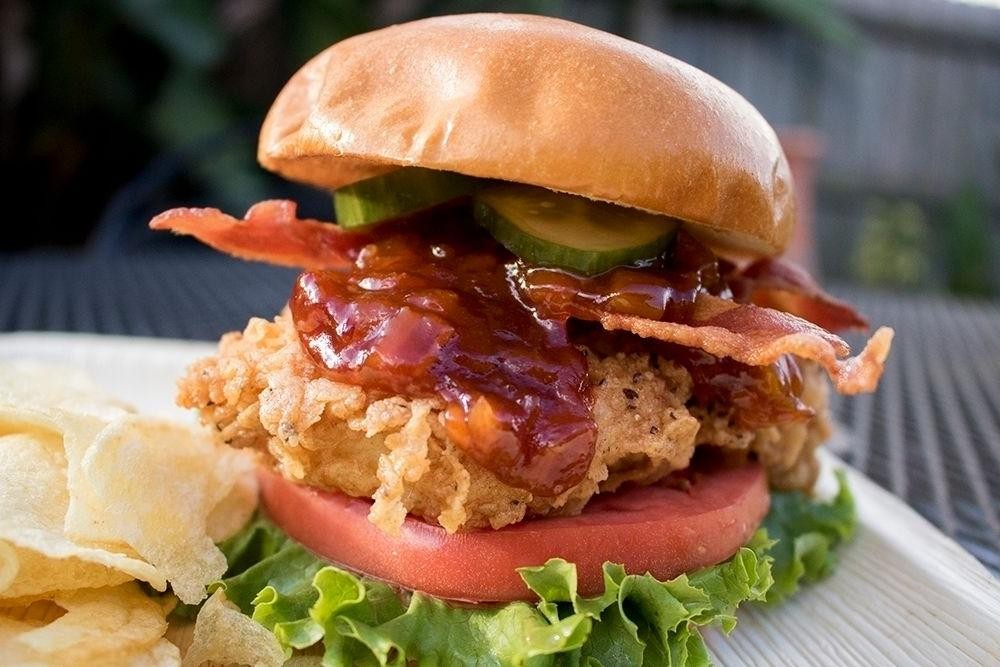 Bourbon Peach Glazed Chicken Sandwich