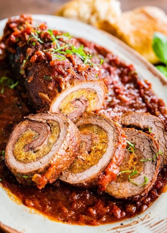 Braciole Stuffed with Sausage and Provolone
