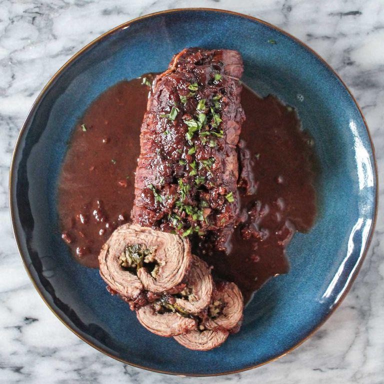 Braciole in Red Wine and Mushroom Sauce