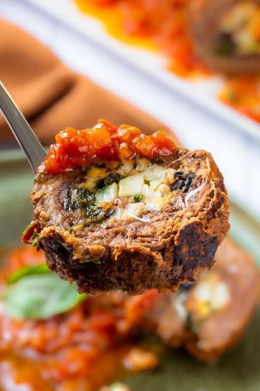 Braciole with Roasted Red Pepper and Feta