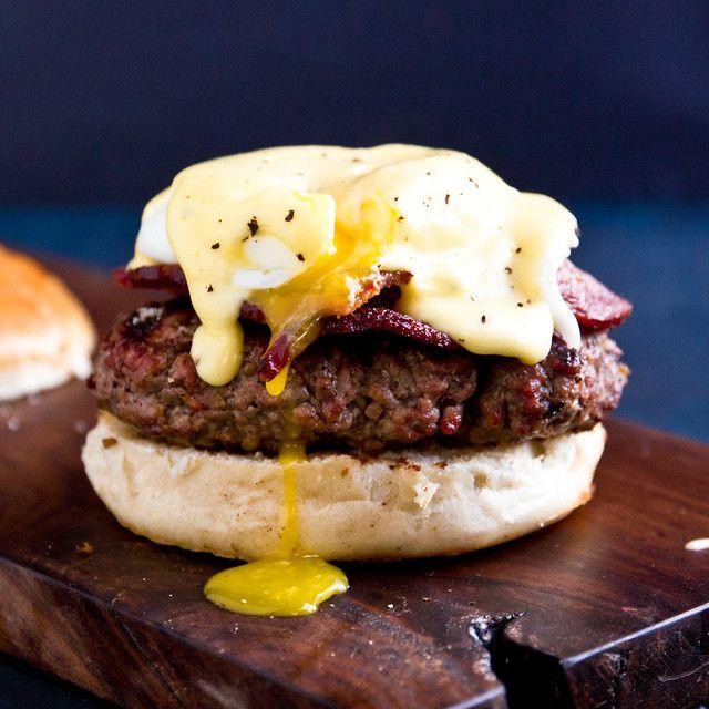 Breakfast Burger Benedict with Poached Eggs
