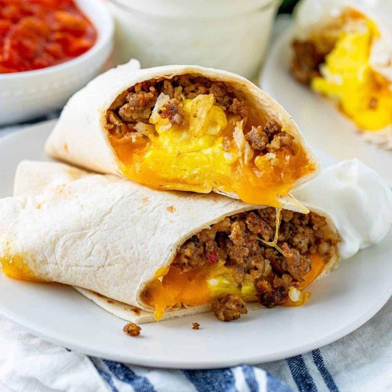 Breakfast Burrito Taco Pizza with Hash Browns and Sausage