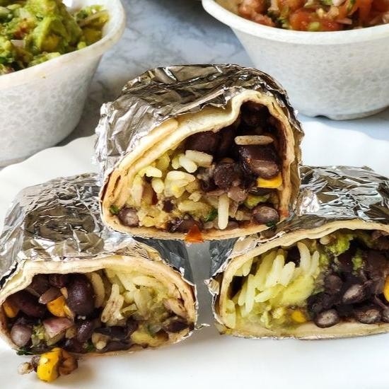 Breakfast Burrito with Corn, Black Beans, and Cilantro Lime Rice