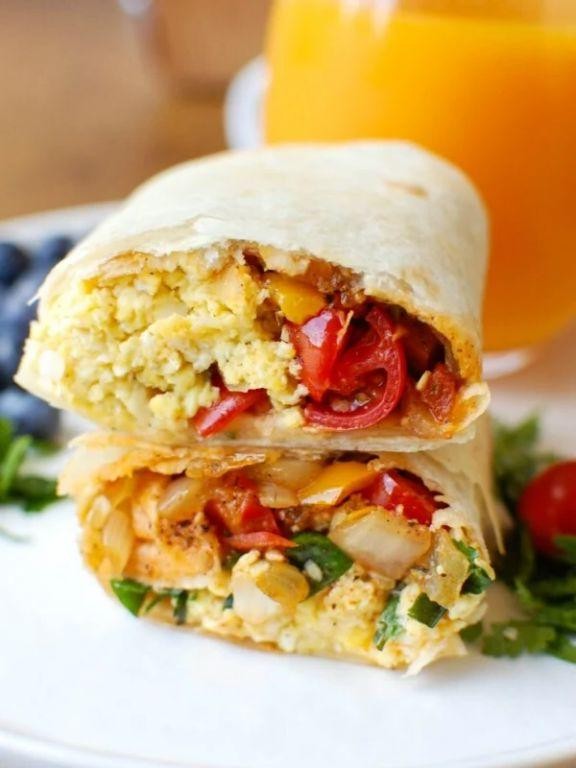 Breakfast Burrito with Goat Cheese and Sun-Dried Tomatoes